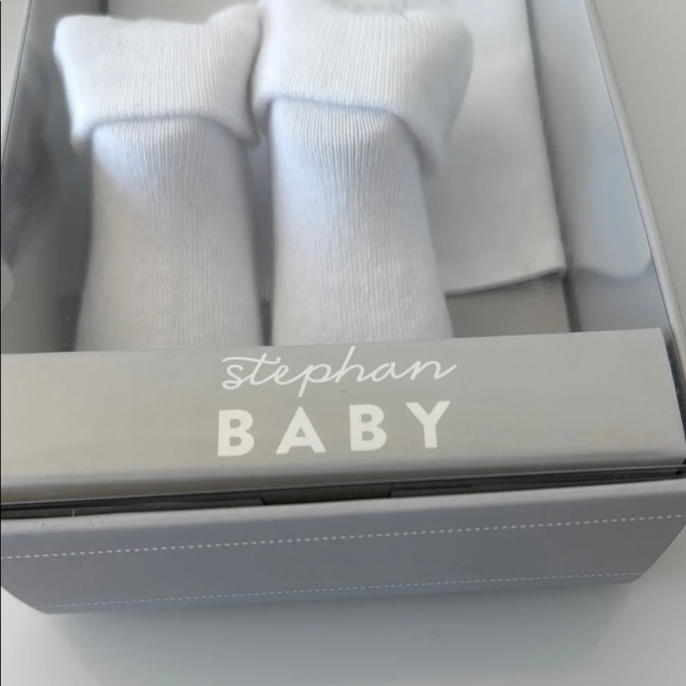 Infant Baby Embroidered Christening Bibs and Bootie Socks
